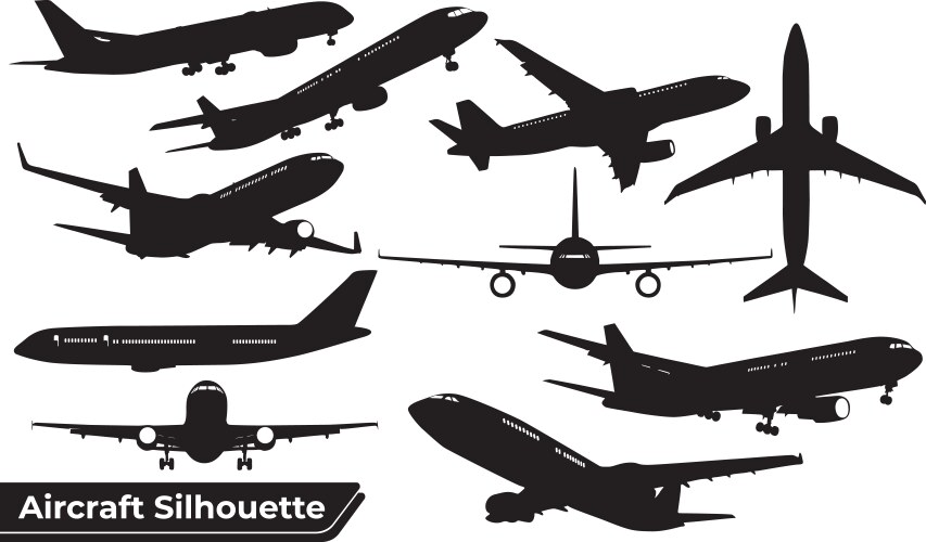 Airplane Silhouettes Collection Vector Image