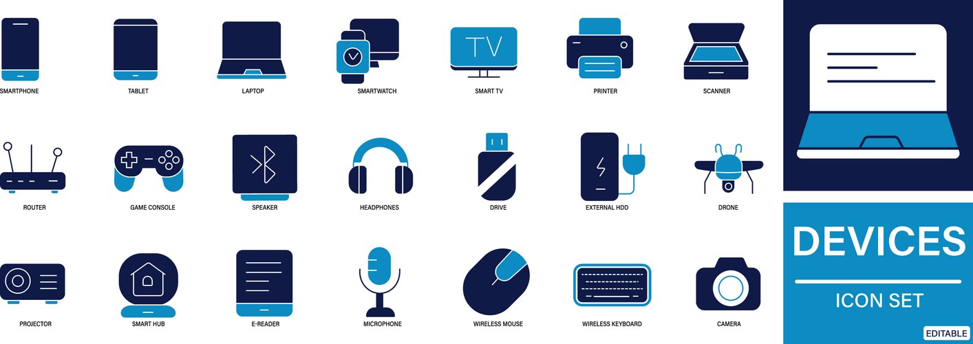 Smart devices and technology icon collection Vector Image