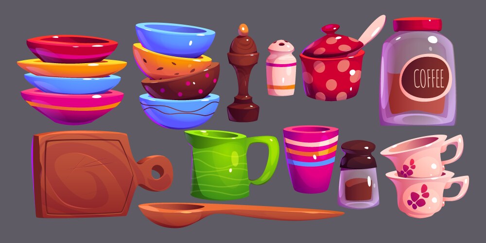 Kitchen utensil and supplies isolated set Vector Image