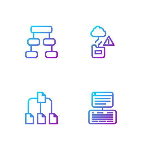 Set line server data web hosting folder tree vector image