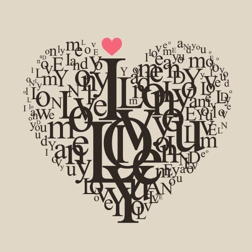 typography heart vector