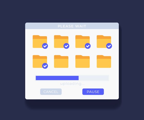 Upload file folders window with progress bar vektorbild