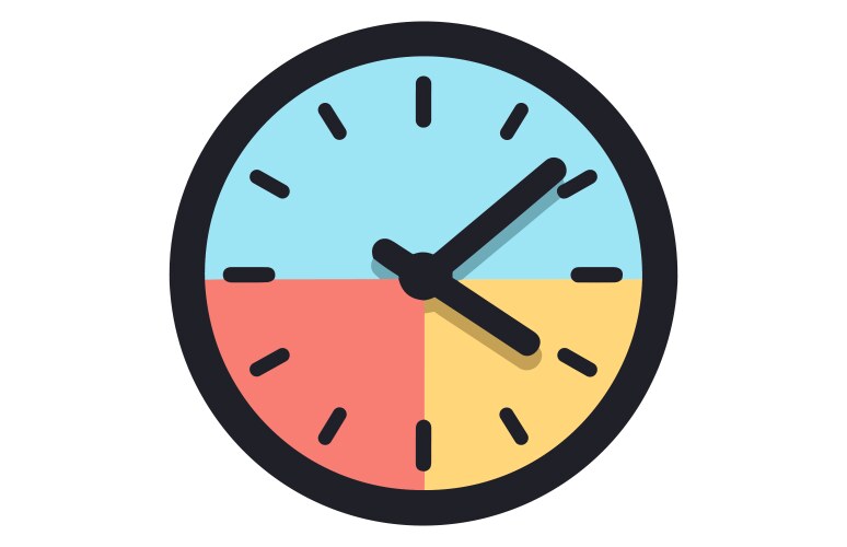 Clock icon in flat style timer on color background vector image