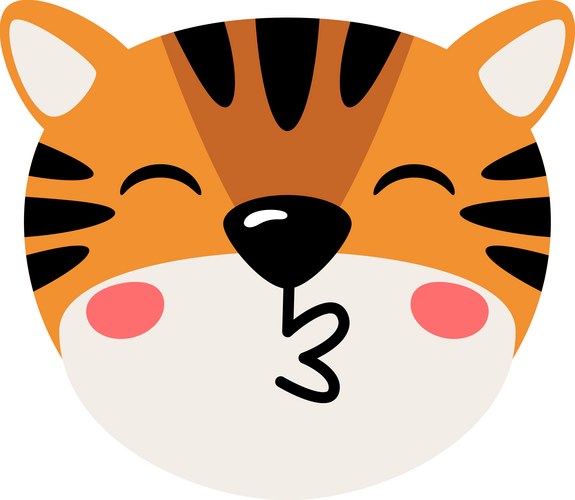 Kissing Tiger Emoji Icon Vector Image