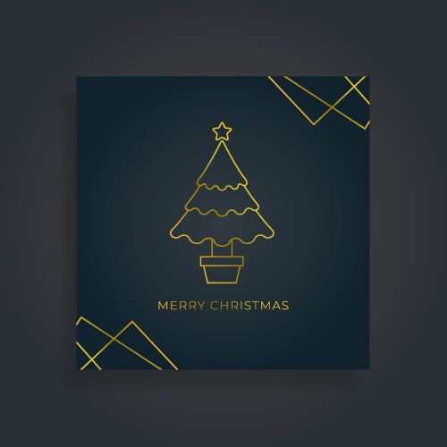 merry christmas greeting card tree vector image