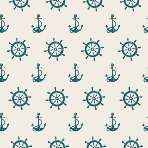 Seamless pattern of sea anchors and wheels vector image