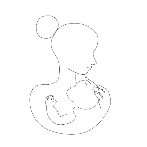 abstract mother with a child in continuous one vector image