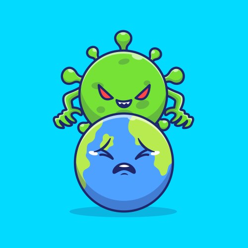 cute virus attack world cartoon vector image