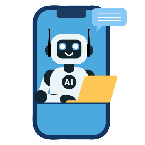 Flat of ai robot on mobile vector image
