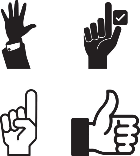 Set of hand gestures representing different action vector image
