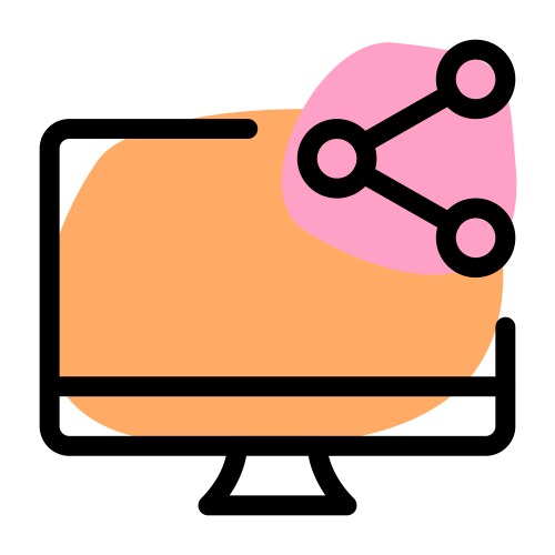 Sharing feature in desktop for sending files vector image