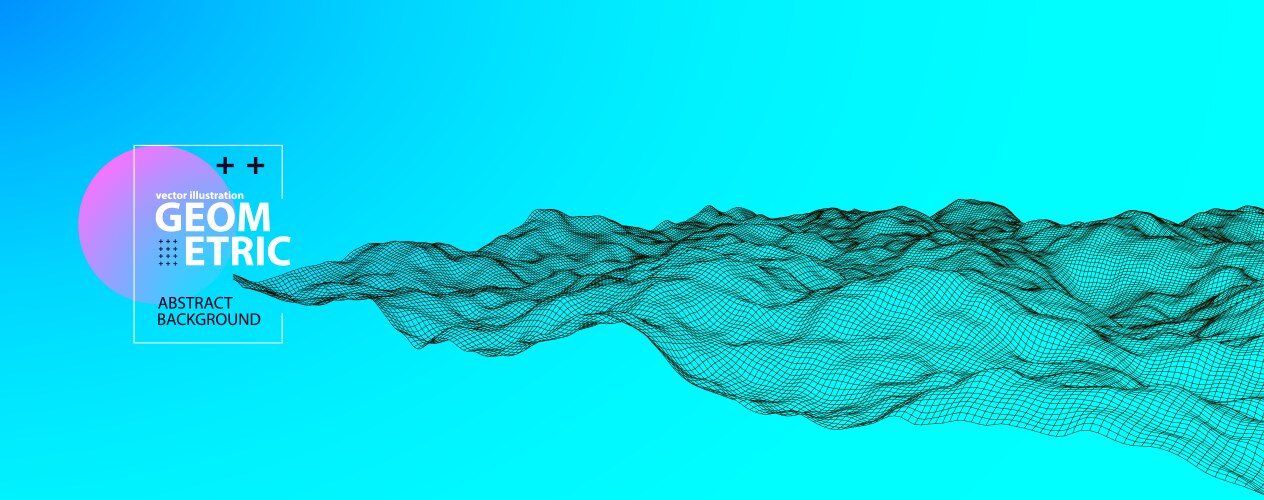 Abstract background with waves 3d surface vector image