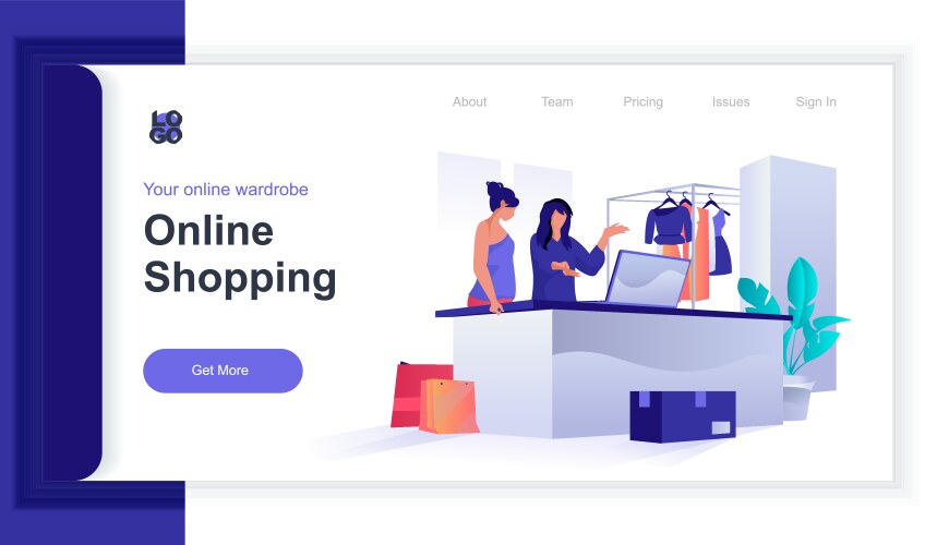 Online shopping concept 3d isometric web banner vector image