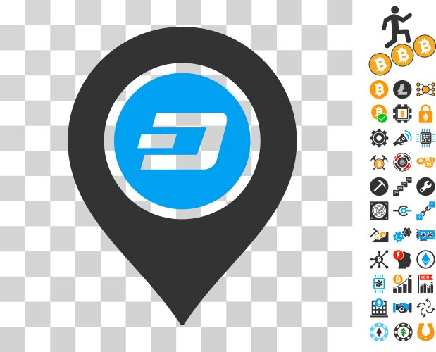 Dash map pointer icon with bonus vector image