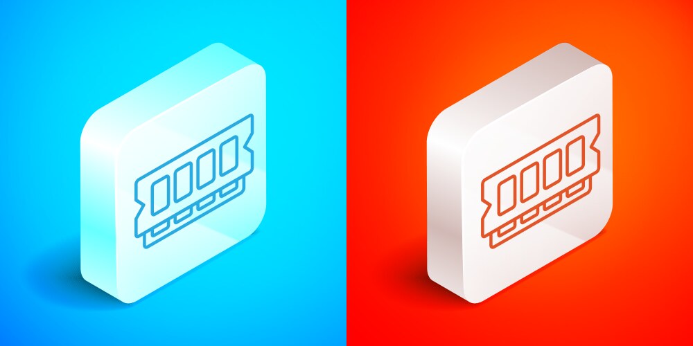 Isometric line ram random access memory icon vector image