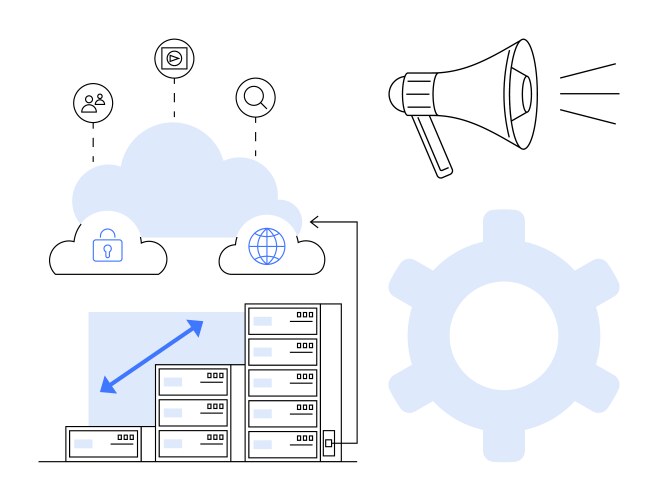 Cloud computing technology with data servers vector image