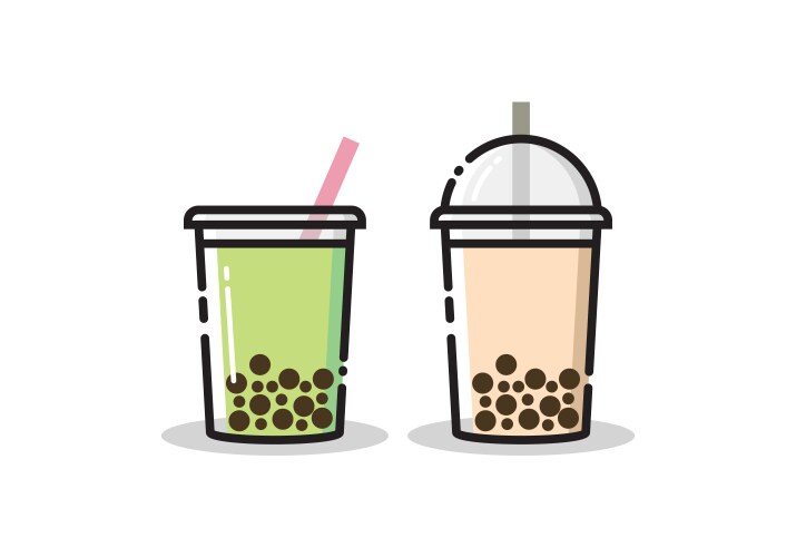 Cute bubble tea or boba cartoon with mbe style vector image