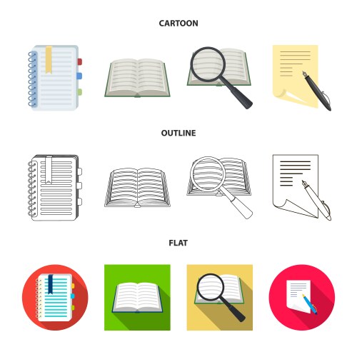 Isolated object book and open icon set vector image