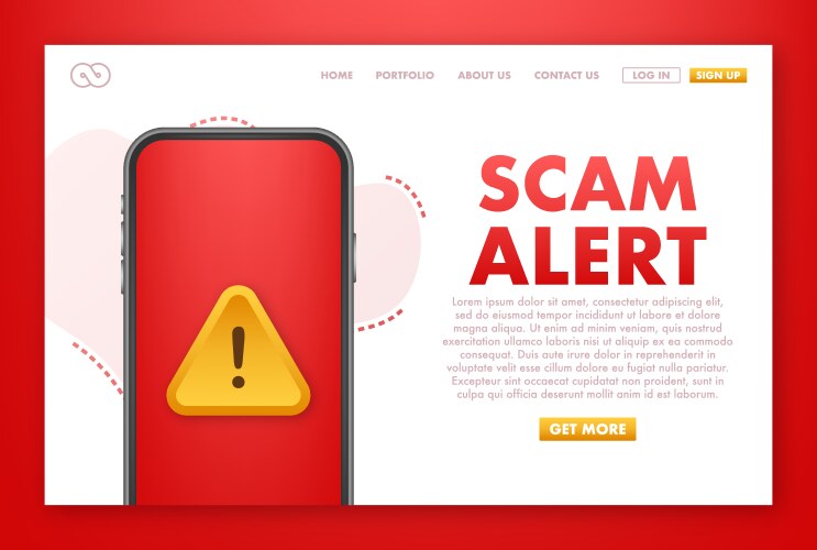 Scam alert hacker attack and web security vector image