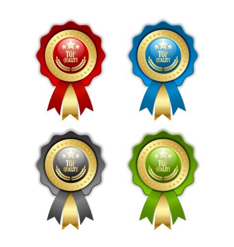 Set golden and colored top quality rosettes vector image