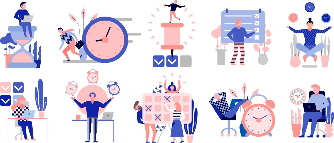 Time management work process concept Royalty Free Vector