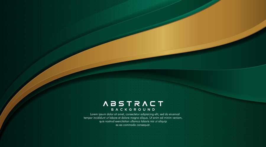 abstract luxury dark green and gold overlap vector