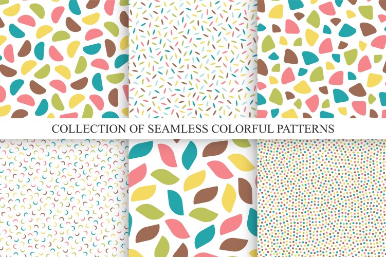 set of seamless patterns with colorful vector image