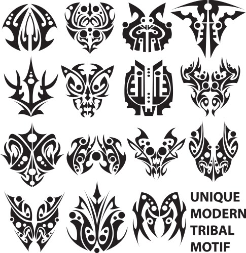 Black and white tattoo set Royalty Free Vector Image