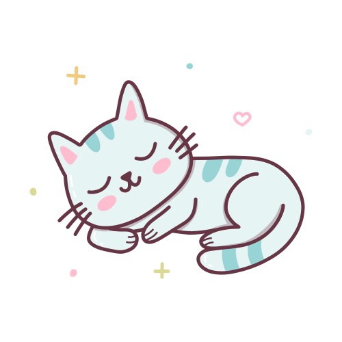 Cute cat kawaii chibi drawing style Royalty Free Vector