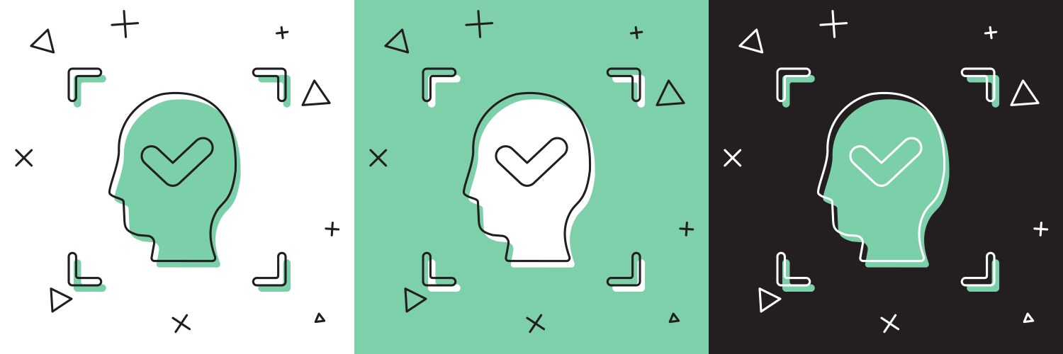 Set face recognition with check mark icon isolated vector image