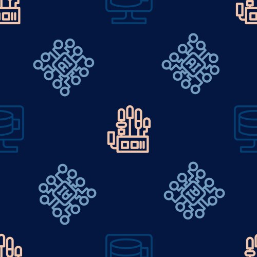 Set line cloud database neural network vector image