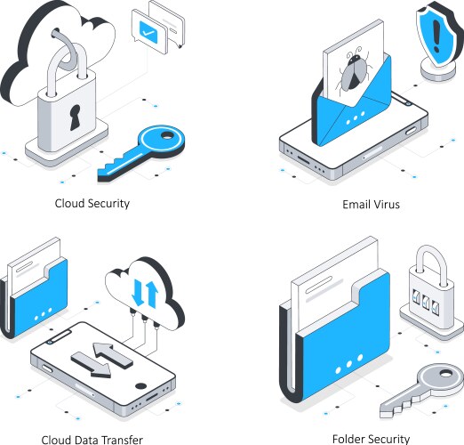 Data security isometric set 2 vector image