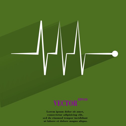 Heart rhythm flat modern web button with long vector image