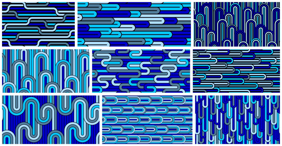 Lined seamless patterns with twisted lines vector image