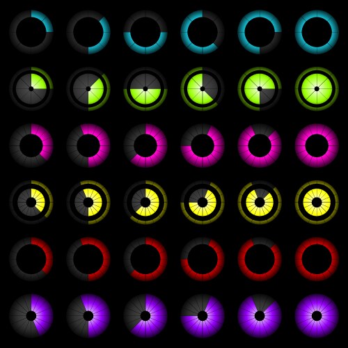 Set of bright progress indicators for the web vector image