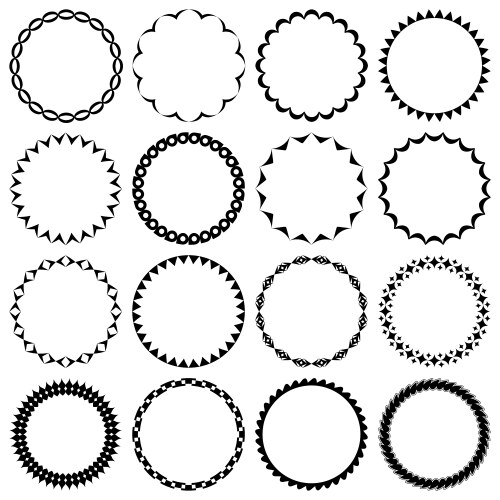 set of round frames with geometric patterns vector