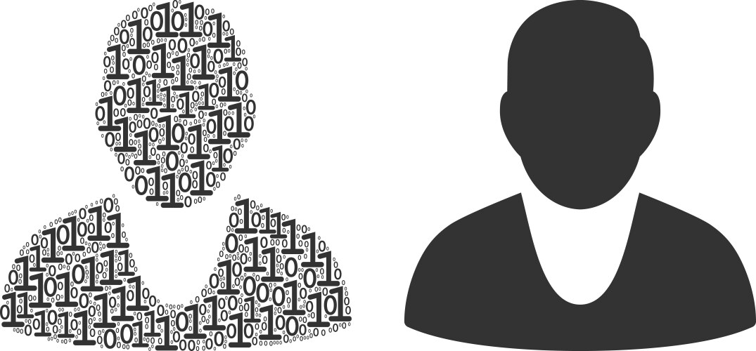 Client composition of binary digits vector image
