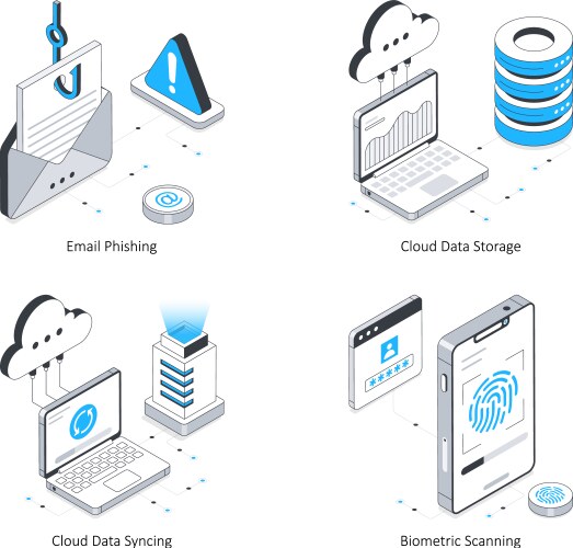 Data security isometric set 3 vector image