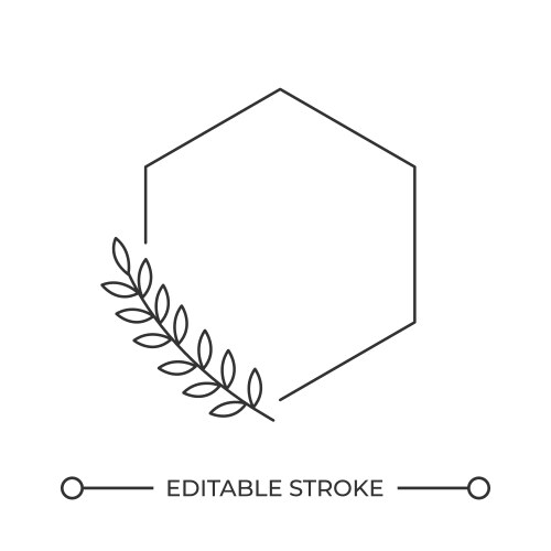 Hexagon frame with laurel branch line icon vector image