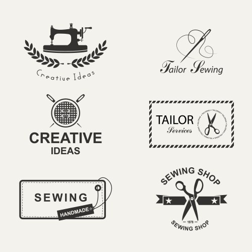 Handmade line vintage logo set Royalty Free Vector Image