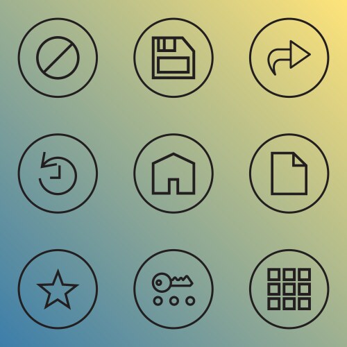 User icons line style set with application floppy vector image