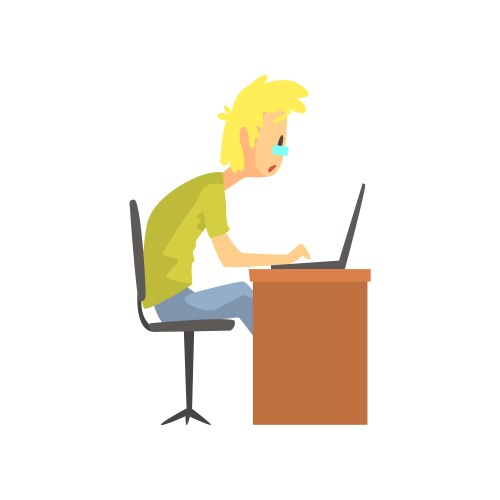 Programmer student working on lap top funny vector image