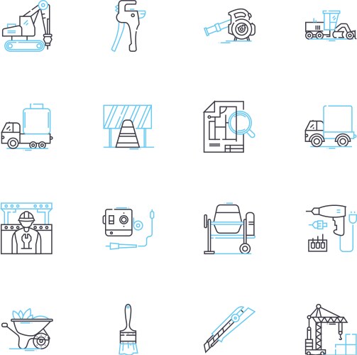 Building linear icons set architecture vector image