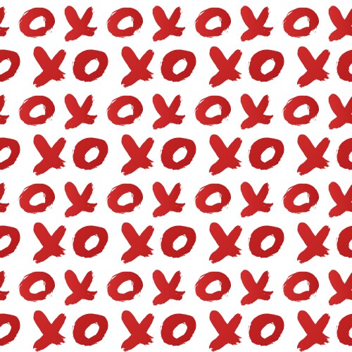 XOXO Seamless Pattern - Red Lips Vector Image
