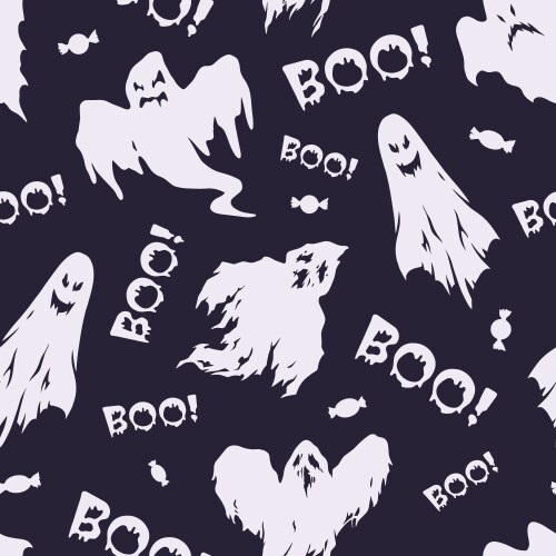 Halloween ghost seamless pattern Royalty Free Vector Image