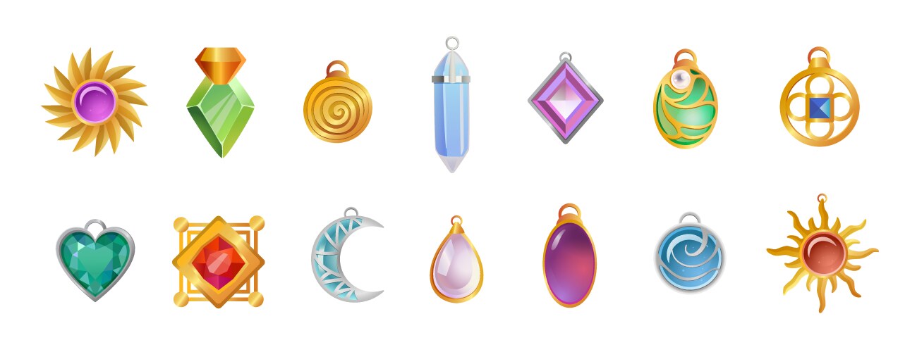 Magical amulets of different shapes set Vector Image