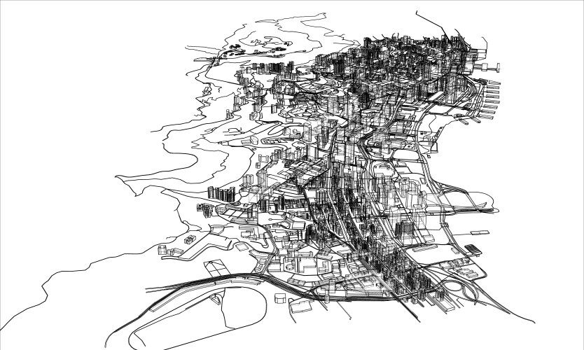 City streets intersection outline Royalty Free Vector Image