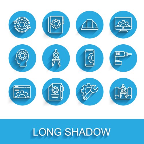 Set line browser setting document settings vector image
