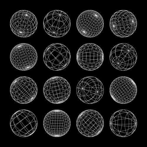 wireframe shapes lined sphere perspective mesh vector image