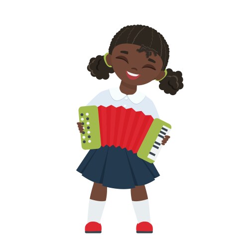 Little girl playing accordion vector image